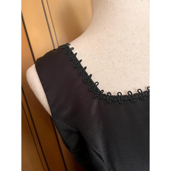 Handmade silk dress in black, floor length with empire waist, size M - Picture 6 of 7